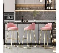 NMVAWIPT Juego De 3 Taburetes Altos Terciopelo con Patas Doradas, Asiento A Elegir, Color Rosa, Azul Y Blanco, Altura 65/75 Cm, Capacidad Carga 330 LB(Color 4,75CM)