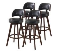 NMVAWIPT Juego De 4 Taburetes Bar Giratorios Retro Piel Sintética con Altura Ajustable Y Patas Madera For Isla Cocina(Color 13,Height 77cm)