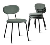 NMVAWIPT Juego De 6 Sillas Comedor Apilables For Cocina Moderna Pequeña con Respaldo Madera Maciza, Que Ahorran Espacio(Fabric-Green,4pcs)