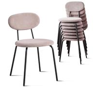 NMVAWIPT Juego De 6 Sillas Comedor Apilables For Cocina Moderna Pequeña con Respaldo Madera Maciza, Que Ahorran Espacio(Fabric-Khaki,8pcs)