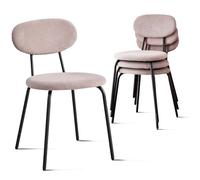 NMVAWIPT Juego De 6 Sillas Comedor Apilables For Cocina Moderna Pequeña con Respaldo Madera Maciza, Que Ahorran Espacio(Fabric-Khaki,4pcs)