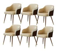 NMVAWIPT Juego De 6 Sillas Comedor Modernas con Asiento Acolchado Suave, Cuero Microfibra, Esponja Alta Densidad Y Patas Madera Haya(Khaki)