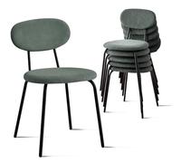 NMVAWIPT Juego de sillas de Comedor apilables for Cocina Moderna pequeña con Respaldo de Madera Maciza, sillas Que ahorran Espacio(Fabric-Green,6pcs)