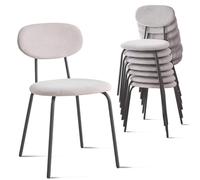 NMVAWIPT Juego de sillas de Comedor apilables for Cocina Moderna pequeña con Respaldo de Madera Maciza, sillas Que ahorran Espacio(Fabric-White,8pcs)