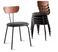 NMVAWIPT Juego de sillas de Comedor apilables for Cocina Moderna pequeña con Respaldo de Madera Maciza, sillas Que ahorran Espacio(Woodback-Black,6pcs)