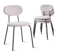 NMVAWIPT Juego de sillas de Comedor apilables for Cocina Moderna pequeña con Respaldo de Madera Maciza, sillas Que ahorran Espacio(Fabric-White,4pcs)