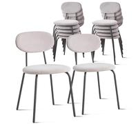 NMVAWIPT Juego de sillas de Comedor apilables for Cocina Moderna pequeña con Respaldo de Madera Maciza, sillas Que ahorran Espacio(Fabric-White,12pcs)