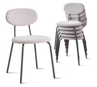 NMVAWIPT Juego de sillas de Comedor apilables for Cocina Moderna pequeña con Respaldo de Madera Maciza, sillas Que ahorran Espacio(Fabric-White,6pcs)