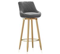 NMVAWIPT Juego De Taburetes Bar Giratorios Terciopelo, Altura Mostrador, Asiento Ancho, Respaldo Curvo, Reposapiés, Capacidad 330 LB, Isla Cocina, Comedor(1 Pcs,65cm(25.6 in))