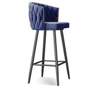 NMVAWIPT Juego De Taburetes Bar Modernos Giratorios 360° con Base Dorada, Terciopelo, Altura 65/75 Cm For Isla Cocina(Blue Black Leg,1 PCS)