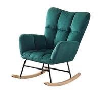 NMVAWIPT Mecedora Moderna con Respaldo Alto, Cómoda Silla Decorativa con Base De Madera Y Diseño Capitoné, Ideal For Guardería, Sala De Estar Y Dormitorio.(Dark Green)