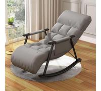 NMVAWIPT Mecedora Moderna Tapizada con Respaldo Alto Y Base De Metal For Sala Estar Dormitorio(Gray,Black)