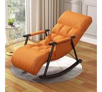 NMVAWIPT Mecedora Moderna Tapizada con Respaldo Alto Y Base De Metal For Sala Estar Dormitorio(Orange,Black)