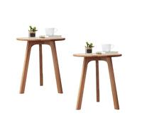 NMVAWIPT Mesa Auxiliar Redonda De Roble Macizo 100% Natural, 3 Patas, Fácil Montaje(Natural 2)