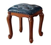 NMVAWIPT Reposapiés De Cuero Vintage 2 Piezas con Marco Madera Maciza, Diseño Tallado For Sala Estar O Entrada(Blue,18.5" H)