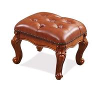 NMVAWIPT Reposapiés De Cuero Vintage 2 Piezas con Marco Madera Maciza, Diseño Tallado For Sala Estar O Entrada(#7,18.5" H)