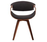 NMVAWIPT Silla De Comedor Moderna Mediados Siglo Madera Curvada, con Acentos, Algodón Y Lino, Piel Sintética Retro For Habitación, Cocina, Tocador Escritorio(Black Cotton)