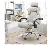 NMVAWIPT Silla De Ordenador For Oficina En Casa, Giratoria, Gaming Y Ejecutiva, Reclinable, Cuero, con Respaldo Ergonómico Forma S Reposacabezas Ajustable(White,No Pedal)