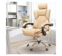 NMVAWIPT Silla De Ordenador For Oficina En Casa, Giratoria, Gaming Y Ejecutiva, Reclinable, Cuero, con Respaldo Ergonómico Forma S Reposacabezas Ajustable(Khaki,No Pedal)