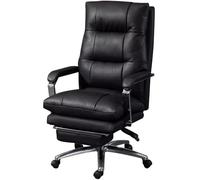 NMVAWIPT Silla Ejecutiva De Oficina Reclinable A 165° con Reposapiés - Silla Ergonómica De Trabajo, Silla Ejecutiva De Cuero, Capacidad De 250 Kg(Black)