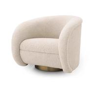 NMVAWIPT Sillón Giratorio Decorativo, Cómodo Sillón Redondo De Bouclé, Tejido Lana Cordero, con Respaldo Curvo, Sillones Club Modernos(White3)