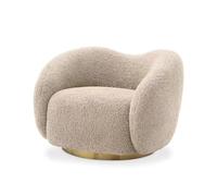 NMVAWIPT Sillón Giratorio Decorativo, Cómodo Sillón Redondo De Bouclé, Tejido Lana Cordero, con Respaldo Curvo, Sillones Club Modernos(Khaki1)
