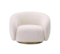 NMVAWIPT Sillón Giratorio Decorativo, Cómodo Sillón Redondo De Bouclé, Tejido Lana Cordero, con Respaldo Curvo, Sillones Club Modernos(White2)