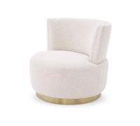 NMVAWIPT Sillón Giratorio Decorativo, Cómodo Sillón Redondo De Bouclé, Tejido Lana Cordero, con Respaldo Curvo, Sillones Club Modernos(White1)