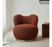 NMVAWIPT Sillón Giratorio Moderno De Mediados Siglo, Sillón Tapizado con Detalles Bouclé, Sofá Individual For Sala Estar, Dormitorio Y Lectura(Brown)
