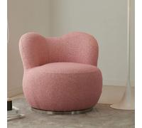 NMVAWIPT Sillón Giratorio Moderno De Mediados Siglo, Sillón Tapizado con Detalles Bouclé, Sofá Individual For Sala Estar, Dormitorio Y Lectura(Pink)