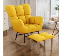NMVAWIPT Sillón Mecedor Moderno con Reposapiés, Respaldo Alto Reclinable For Sala De Estar Y Dormitorio(Yellow)