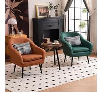 NMVAWIPT Sillón Moderno De Piel Sintética con Patas Madera, Cómodo Sillón Tapizado For Sala Estar, Dormitorio Y Oficina(M)