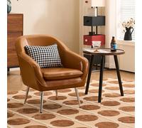 NMVAWIPT Sillón Moderno De Piel Sintética con Patas Madera, Cómodo Sillón Tapizado For Sala Estar, Dormitorio Y Oficina(L)