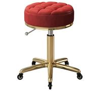 NMVAWIPT Taburete Giratorio Ajustable con 5 Garras De Titanio Dorado Y Asiento De Cuero Sintético De 33 Cm For SPA, Cafetería Y Hogar.(Red)