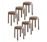 NMVAWIPT Taburete Redondo Grueso For Comedor, Apilable, Ligero Y con Almohadilla Antideslizante For Mesa, Sala De Estar, Patio, Fiesta, Lectura(Coffee,Set of 6)