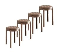 NMVAWIPT Taburete Redondo Grueso For Comedor, Apilable, Ligero Y con Almohadilla Antideslizante For Mesa, Sala De Estar, Patio, Fiesta, Lectura(Coffee,Set of 4)
