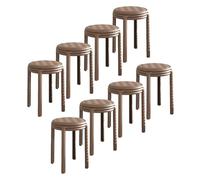 NMVAWIPT Taburete Redondo Grueso For Comedor, Apilable, Ligero Y con Almohadilla Antideslizante For Mesa, Sala De Estar, Patio, Fiesta, Lectura(Coffee,Set of 8)