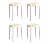 NMVAWIPT Taburetes Apilables De Plástico: Taburetes Ligeros, Sin Respaldo Y Anidados For Aulas, Cocinas Eventos(White,4pcs)