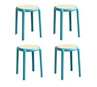 NMVAWIPT Taburetes Apilables De Plástico: Taburetes Ligeros, Sin Respaldo Y Anidados For Aulas, Cocinas Eventos(Blue,4pcs)