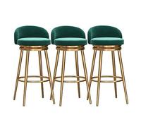 NMVAWIPT Taburetes De Bar Giratorios Estilo Rústico con Respaldo: Sillas Altas Tapizadas En Terciopelo, Patas Doradas For Isla Cocina(3pcs - Green)