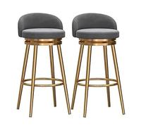 NMVAWIPT Taburetes De Bar Giratorios Estilo Rústico con Respaldo: Sillas Altas Tapizadas En Terciopelo, Patas Doradas For Isla Cocina(2pcs - Grey)