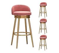 NMVAWIPT Taburetes De Bar Giratorios Estilo Rústico con Respaldo: Sillas Altas Tapizadas En Terciopelo, Patas Doradas For Isla Cocina(4pcs - Pink)