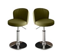 NMVAWIPT Taburetes De Bar Modernos Metal con Altura Mostrador, Taburete Giratorio Piel Sintética Respaldo, Isla Cocina Ajustable(Green C,Low)