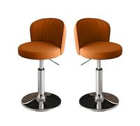 NMVAWIPT Taburetes De Bar Modernos Metal con Altura Mostrador, Taburete Giratorio Piel Sintética Respaldo, Isla Cocina Ajustable(Orange C,Low)