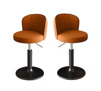 NMVAWIPT Taburetes De Bar Modernos Metal con Altura Mostrador, Taburete Giratorio Piel Sintética Respaldo, Isla Cocina Ajustable(Orange a,Low)