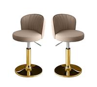 NMVAWIPT Taburetes De Bar Modernos Metal con Altura Mostrador, Taburete Giratorio Piel Sintética Respaldo, Isla Cocina Ajustable(Khaki B,Low)