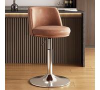 NMVAWIPT Taburetes De Bar Modernos Metal, Silla Giratoria con Asiento Piel Sintética, Isla Cocina Ajustable, Taburete Alto Altura Mostrador(Brown a,Base A 41.5cm)