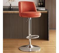 NMVAWIPT Taburetes De Bar Modernos Metal, Silla Giratoria con Asiento Piel Sintética, Isla Cocina Ajustable, Taburete Alto Altura Mostrador(Orange B,Base B 41.5cm)