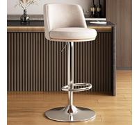 NMVAWIPT Taburetes De Bar Modernos Metal, Silla Giratoria con Asiento Piel Sintética, Isla Cocina Ajustable, Taburete Alto Altura Mostrador(White B,Base B 38.5cm)