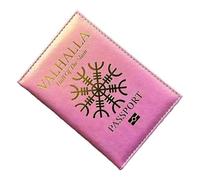 NMVAWIPT Vikingos Funda Porta Pasaporte, Viaje ID Card Leather Case Holder Combo para Mujeres Niñas, Mitos Nórdicos Amuleto Símbolo Valhalla Funda Cartera Pasaporte
